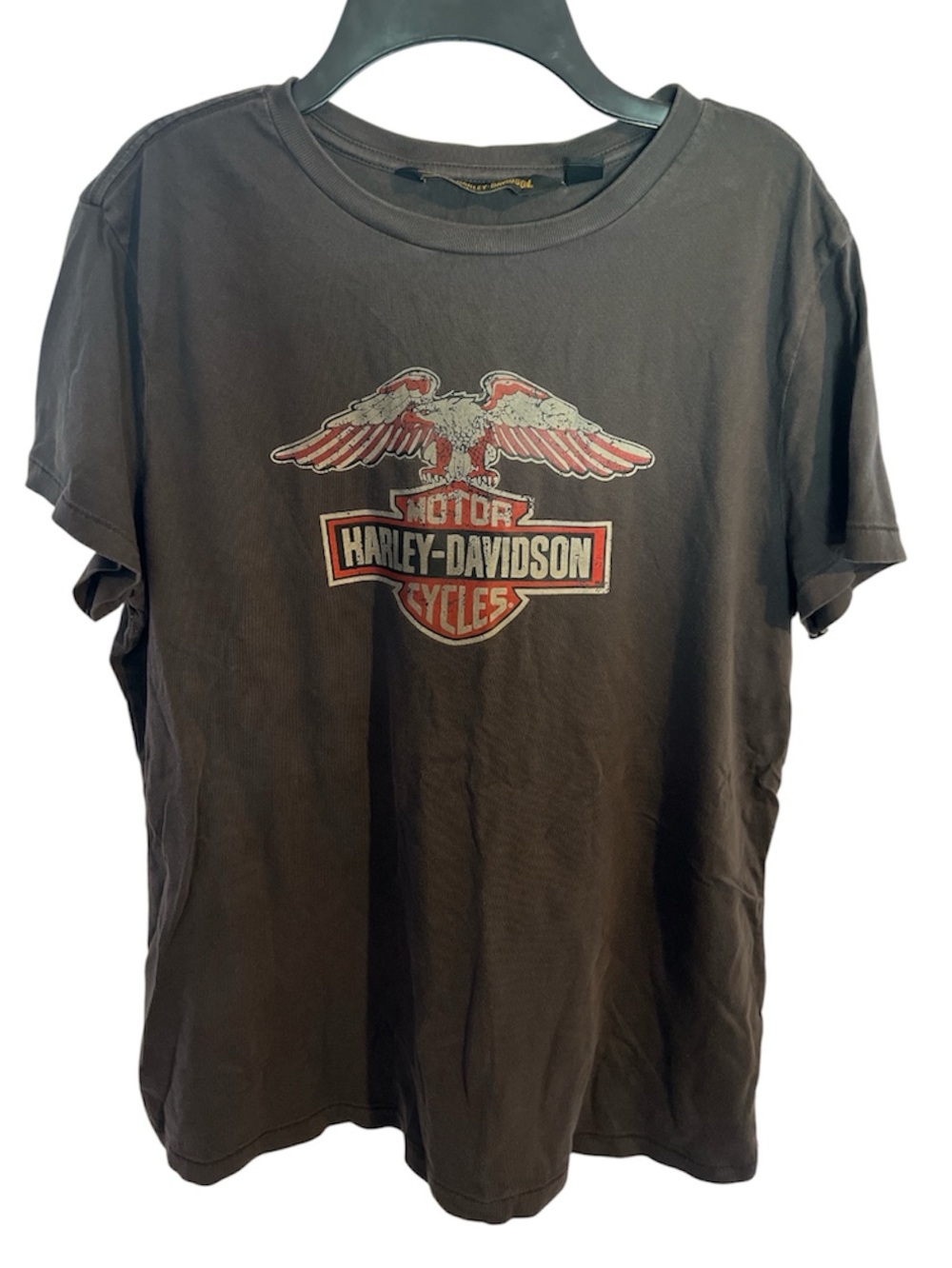 Harley-Davidson Gray Short-Sleeve Tee with Red and White Eagle Logo